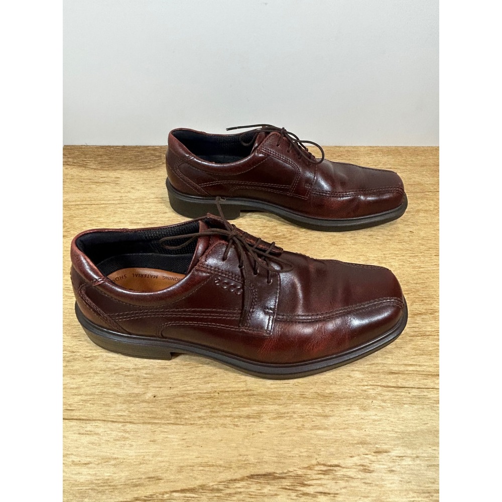 ECCO Mens Leather Square Bicycle Toe DerShoes Burgundy Mahogany Size 42by - Picture 4 of 9
